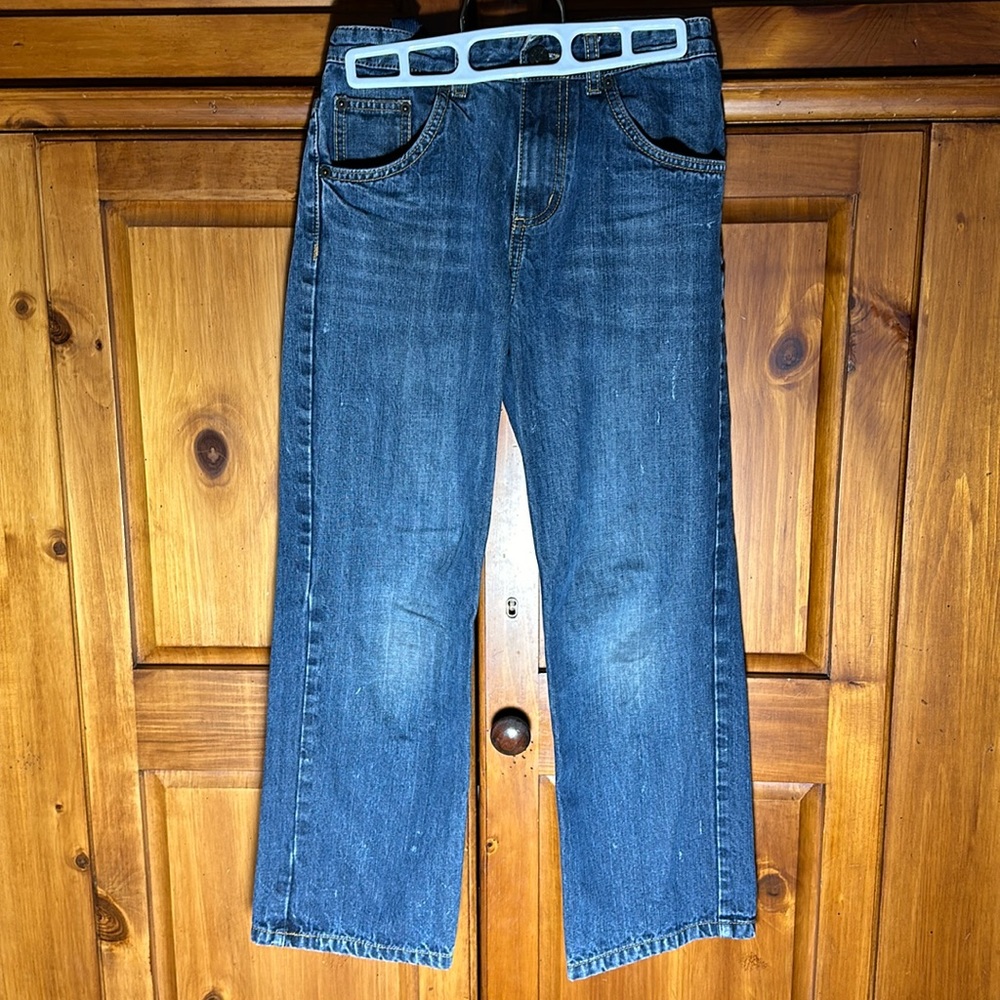 Lands End Boys Medium Wash Denim Jeans Adjustable Waist Band